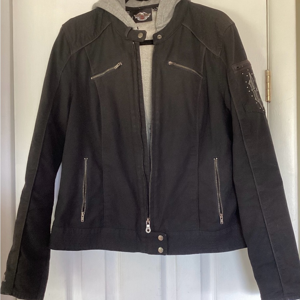 Harley-Davidson Black Bomber Jacket with Silver Accents
